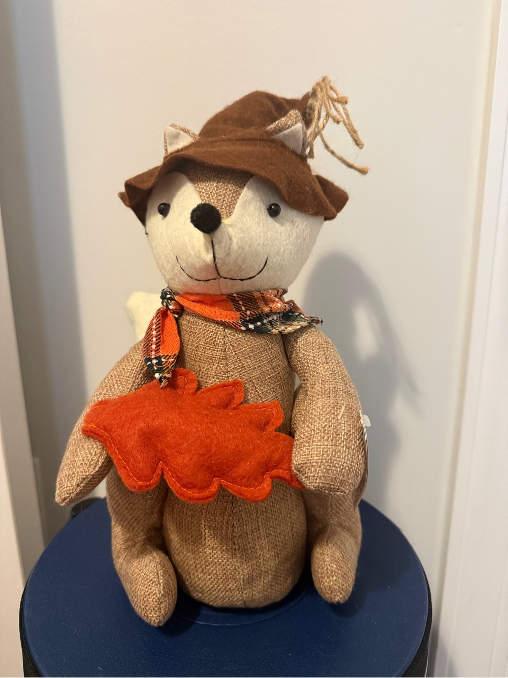 🍂 🍁 Autumn Fox Decorative Plush figurine with Orange Leaf Accent